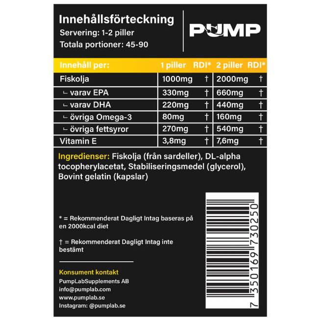 PumpLab OMEGA - Potent Omega-3 formula, 90 Caps