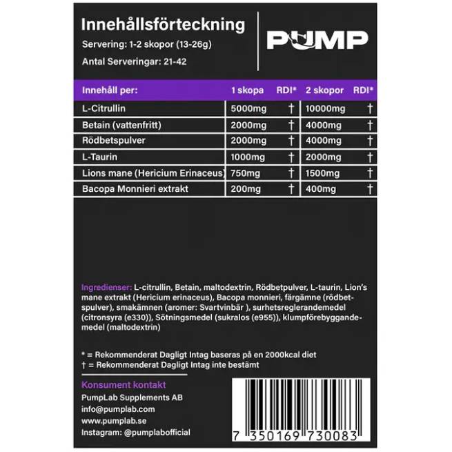PumpLab PLUTONIUM - 550g Stim Free Preworkout